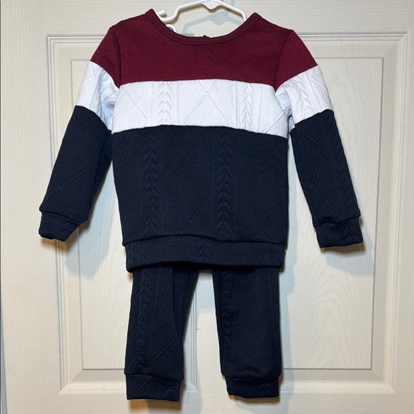 Boys Matching Set with Color Block Sweater and Matching Pants Size 3T - Picture 10 of 12